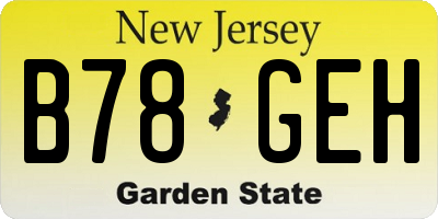 NJ license plate B78GEH