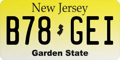 NJ license plate B78GEI