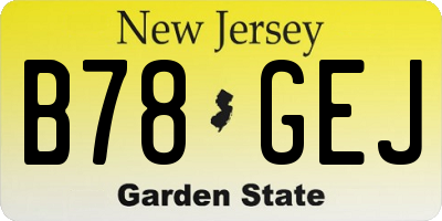 NJ license plate B78GEJ