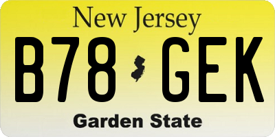 NJ license plate B78GEK