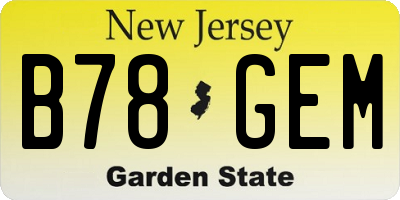 NJ license plate B78GEM