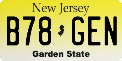 NJ license plate B78GEN
