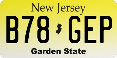 NJ license plate B78GEP