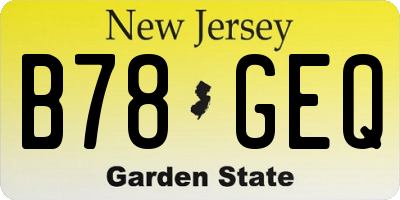 NJ license plate B78GEQ