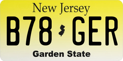 NJ license plate B78GER