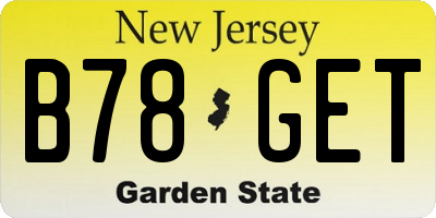 NJ license plate B78GET