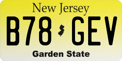 NJ license plate B78GEV