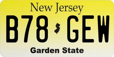 NJ license plate B78GEW