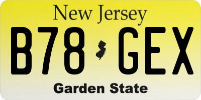 NJ license plate B78GEX