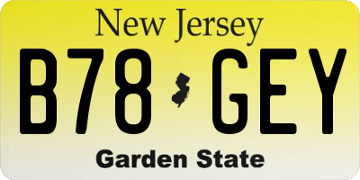 NJ license plate B78GEY