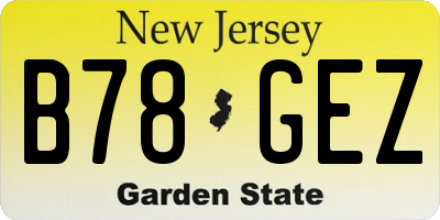 NJ license plate B78GEZ
