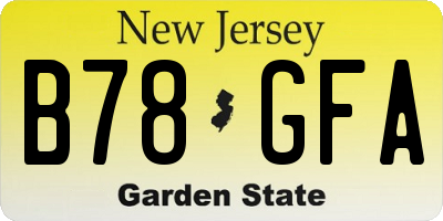 NJ license plate B78GFA