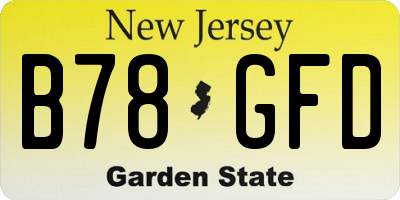 NJ license plate B78GFD