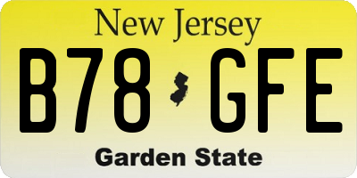 NJ license plate B78GFE