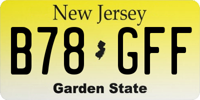 NJ license plate B78GFF