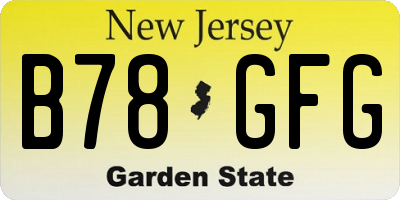 NJ license plate B78GFG