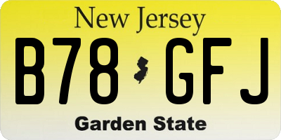 NJ license plate B78GFJ