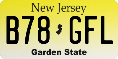 NJ license plate B78GFL
