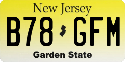 NJ license plate B78GFM