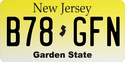 NJ license plate B78GFN