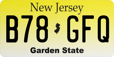 NJ license plate B78GFQ