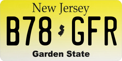 NJ license plate B78GFR