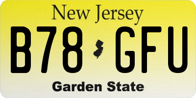 NJ license plate B78GFU