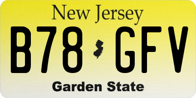 NJ license plate B78GFV