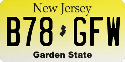 NJ license plate B78GFW