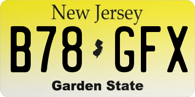 NJ license plate B78GFX
