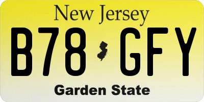 NJ license plate B78GFY