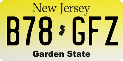 NJ license plate B78GFZ