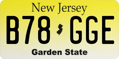 NJ license plate B78GGE