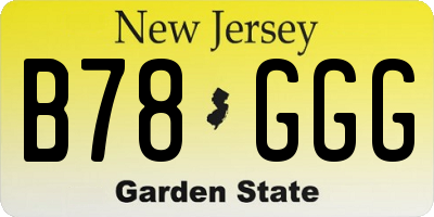 NJ license plate B78GGG