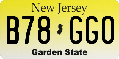 NJ license plate B78GGO