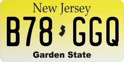 NJ license plate B78GGQ