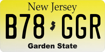 NJ license plate B78GGR