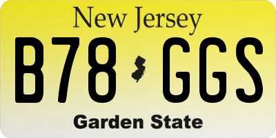 NJ license plate B78GGS