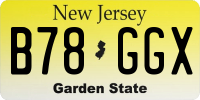 NJ license plate B78GGX