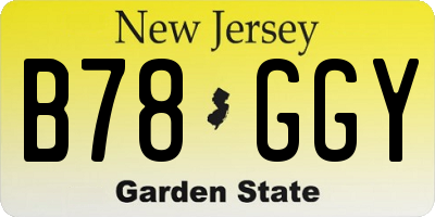 NJ license plate B78GGY