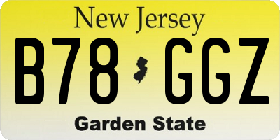 NJ license plate B78GGZ