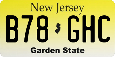 NJ license plate B78GHC
