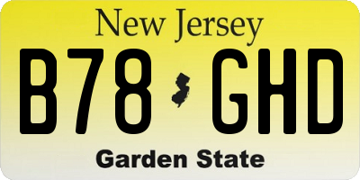 NJ license plate B78GHD