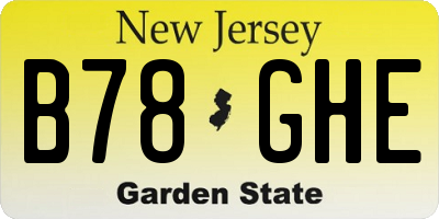 NJ license plate B78GHE