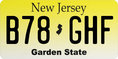 NJ license plate B78GHF