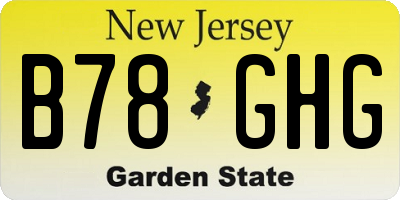 NJ license plate B78GHG
