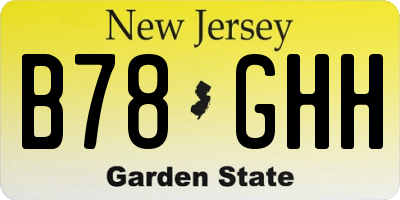 NJ license plate B78GHH