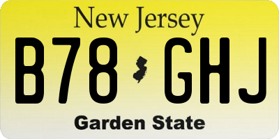 NJ license plate B78GHJ