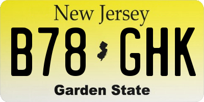 NJ license plate B78GHK