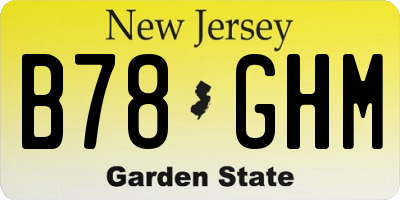 NJ license plate B78GHM